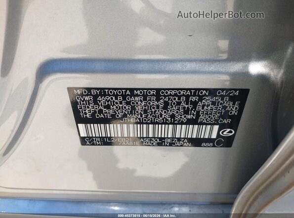JTHBA1D21R5131279 2024 LEXUS IS 300 Gray Widok komory silnika