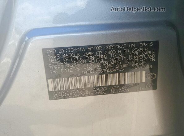 JTHBA1D28G5004705 2016 LEXUS IS Silver Вид підкапотного простору