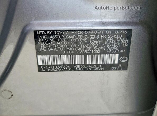JTHBA1D28G5021052 2016 LEXUS IS Silver 