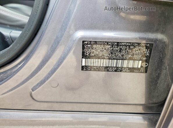 JTHBA1D29G5037373 2016 LEXUS IS Gray Vista de la etiqueta del VIN