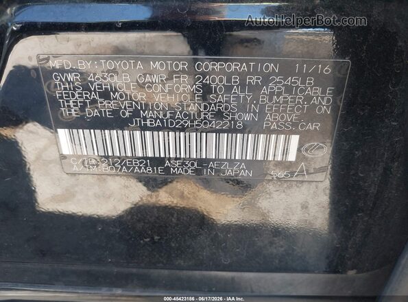 JTHBA1D29H5042218 2017 LEXUS IS 200T Black Engine compartment view