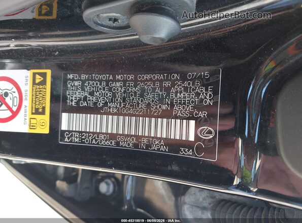 JTHBK1GG4G2211727 2016 LEXUS ES 350 Black Вид підкапотного простору