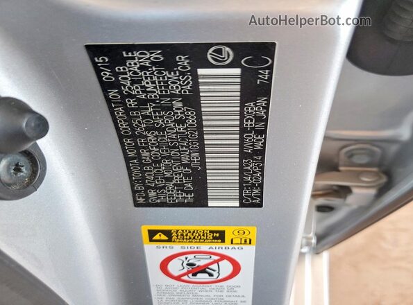 JTHBW1GG1G2108687 2016 LEXUS ES Silver Widok naklejki z numerem VIN