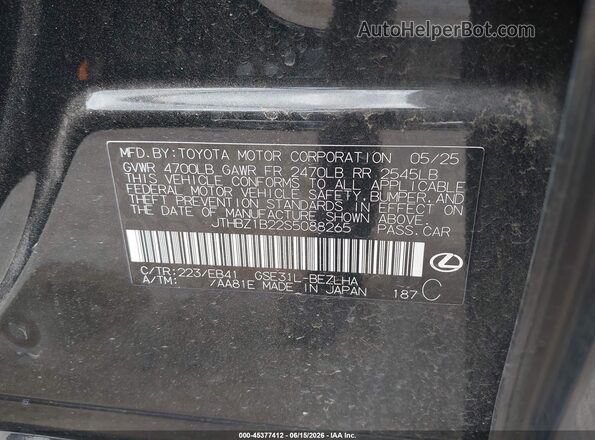 JTHBZ1B22S5088265 2025 LEXUS IS 350 Black Вид підкапотного простору