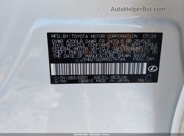 JTHBZ1B2XR5079744 2024 LEXUS IS 350 White Շարժիչի բաժամունքի տեսք