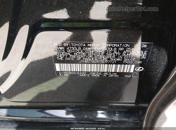 JTHBZ1B2XT5097121 2026 LEXUS IS 350 Черный Вид подкапотного пространства