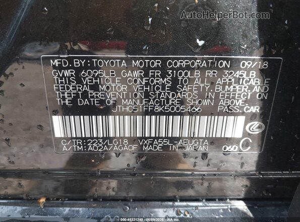 JTHC51FF8K5005466 2019 LEXUS LS 500 Black Engine compartment view