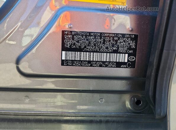 JTHC51FF9J5005281 2018 LEXUS LS Gray Вид підкапотного простору