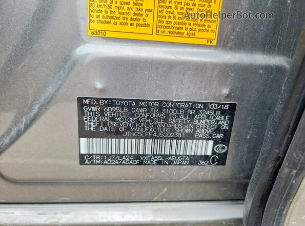 JTHC5LFF4J5002381 2018 LEXUS LS Silver ძრავის განყოფილების ხედი