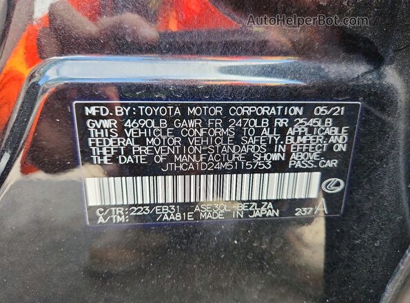 JTHCA1D24M5115753 2021 LEXUS IS Black Engine compartment view