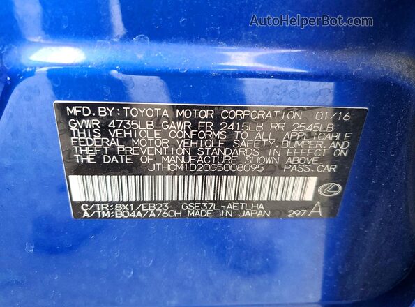 JTHCM1D20G5008095 2016 LEXUS IS Blue Շարժիչի բաժամունքի տեսք