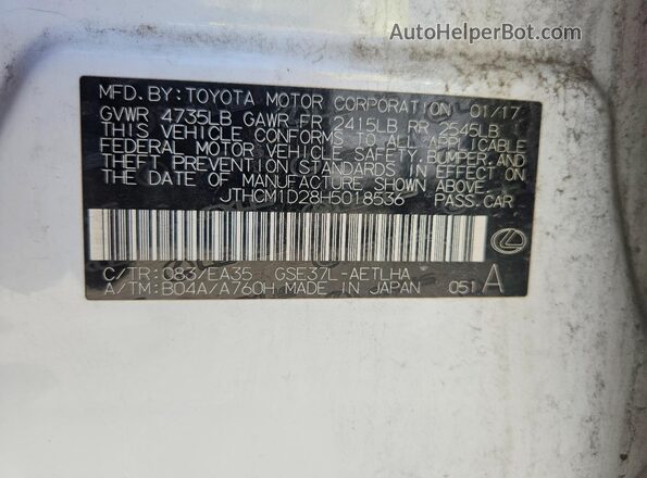 JTHCM1D28H5018536 2017 LEXUS IS White Շարժիչի բաժամունքի տեսք
