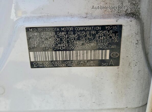 JTHCM1D29G5007057 2016 LEXUS IS White 