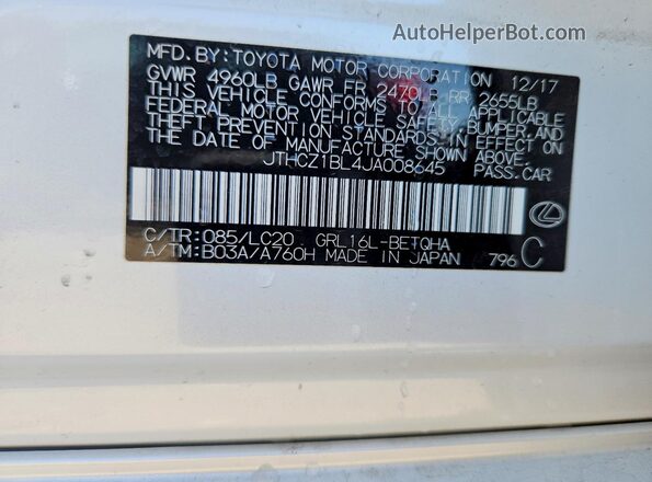 JTHCZ1BL4JA008645 2018 LEXUS GS White Widok komory silnika