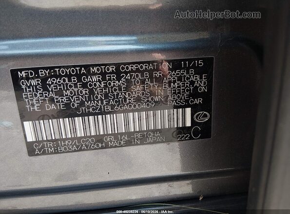 JTHCZ1BL6GA000409 2016 LEXUS GS 350 Gray Engine compartment view