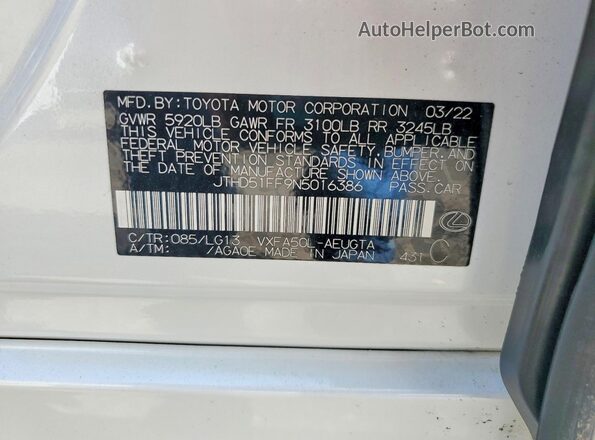 JTHD51FF9N5016386 2022 LEXUS LS White Շարժիչի բաժամունքի տեսք