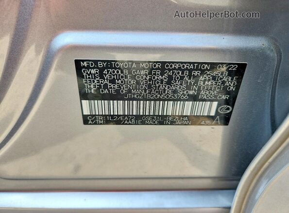 JTHGZ1B20N5053766 2022 LEXUS IS Silver 