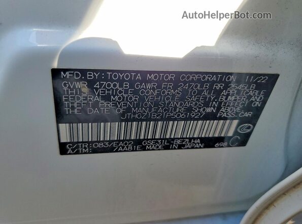 JTHGZ1B21P5061927 2023 LEXUS IS Белый Вид наклейки с VIN-кодом