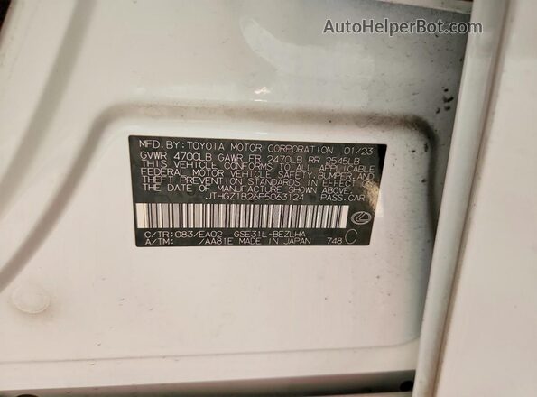 JTHGZ1B26P5063124 2023 LEXUS IS White 