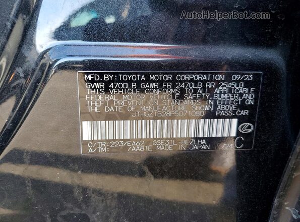 JTHGZ1B28P5071080 2023 LEXUS IS Black VIN sticker view