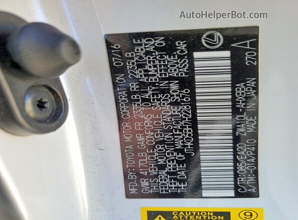 JTHKD5BH7H2281676 2017 LEXUS CT White Widok komory silnika