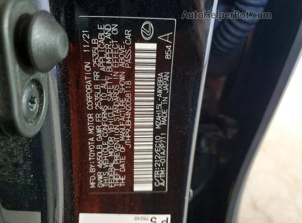 JTHP9JBH4N2058118 2022 LEXUS UX Black Widok naklejki z numerem VIN