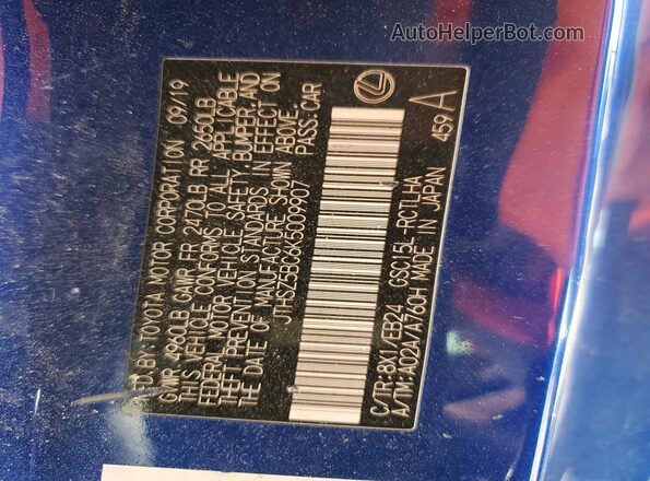 JTHSZ5BC6K5009907 2019 LEXUS RC Blue 