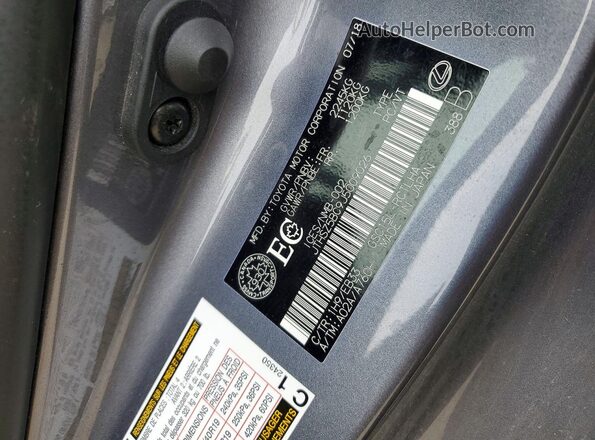 JTHSZ5BC9J5009026 2018 LEXUS RC Charcoal Vista de la etiqueta del VIN