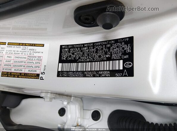 JTHX3JBH7L2022776 2020 LEXUS UX 200 White Շարժիչի բաժամունքի տեսք
