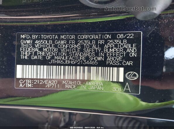 JTHX6JBH6P2134465 2023 LEXUS UX 250H Black Вид підкапотного простору