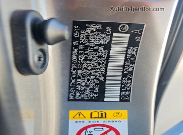 JTHY3JBH0K2014005 2019 LEXUS UX Silver Widok naklejki z numerem VIN