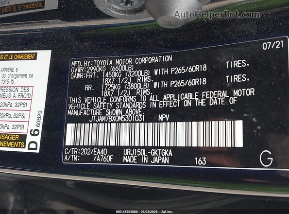 JTJAM7BX0M5301031 2021 LEXUS GX Black Engine compartment view