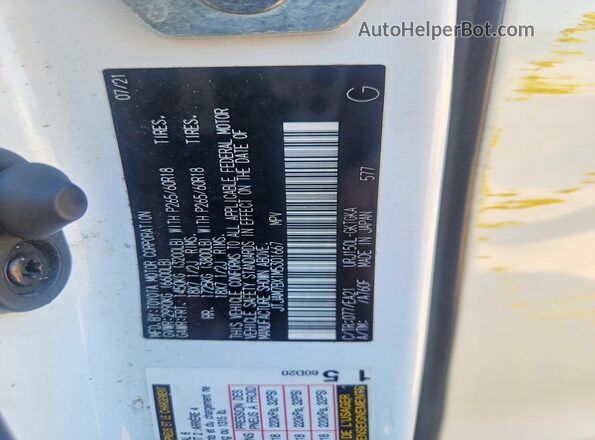 JTJAM7BX1M5301667 2021 LEXUS GX White VIN კოდის სტიკერის ხედი