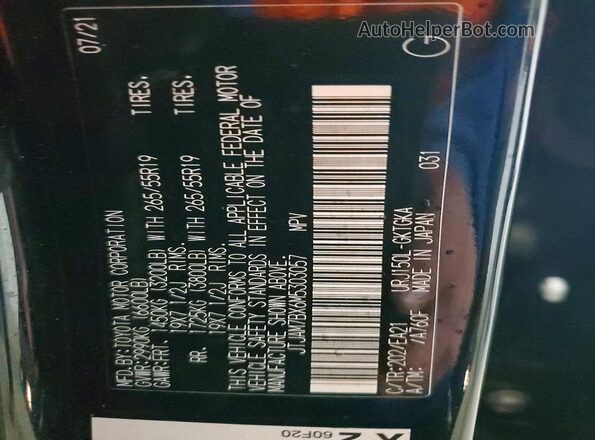 JTJAM7BX6M5303057 2021 LEXUS GX Black Vista de la etiqueta del VIN