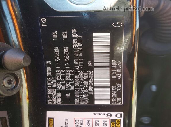 JTJAM7BX7M5281053 2021 LEXUS GX Black VIN კოდის სტიკერის ხედი