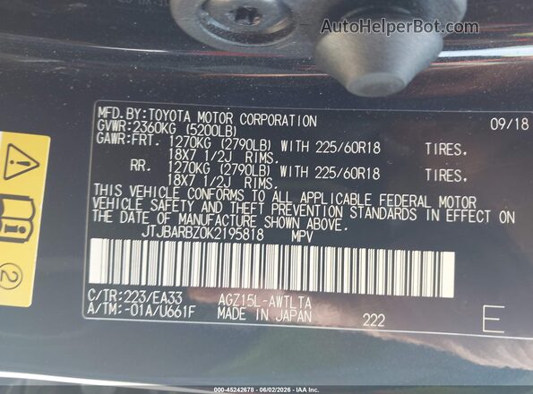 JTJBARBZ0K2195818 2019 LEXUS NX 300 Black Engine compartment view