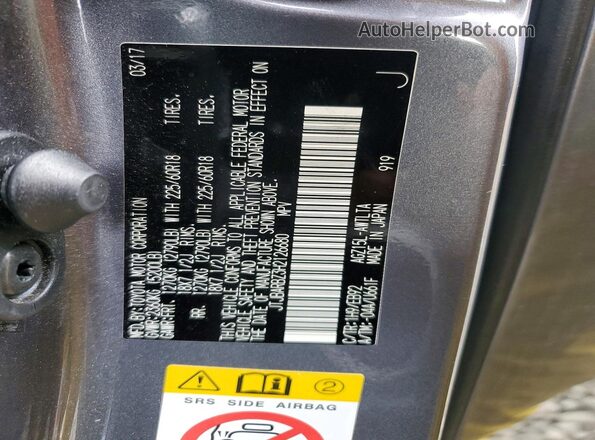 JTJBARBZ3H2126680 2017 LEXUS NX Charcoal VIN sticker view