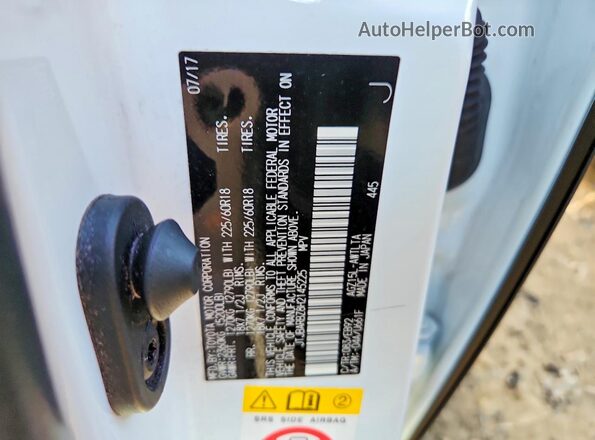 JTJBARBZ8H2145225 2017 LEXUS NX White VIN sticker view