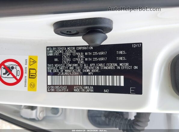 JTJBJRBZ4J2084171 2018 LEXUS NX 300H White Widok komory silnika