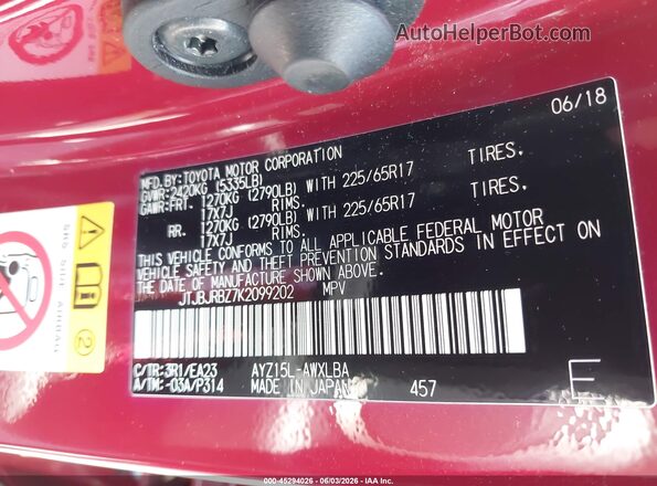 JTJBJRBZ7K2099202 2019 LEXUS NX 300H Red Widok komory silnika