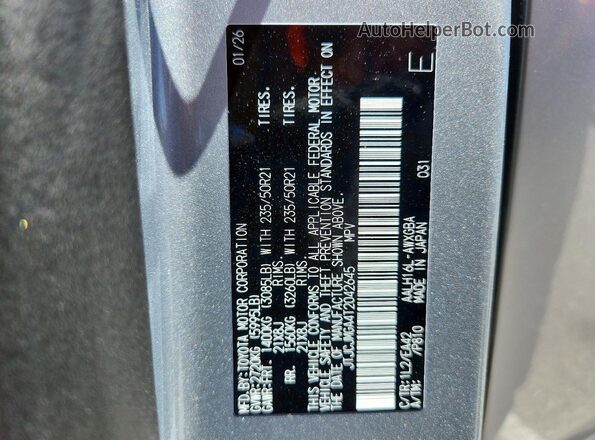 JTJCJMGA4T2042645 2026 LEXUS RX Silver Вид наклейки з VIN-кодом