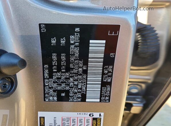 JTJGARDZ5L5013467 2020 LEXUS NX Gray VIN կոդի պիտակի տեսք