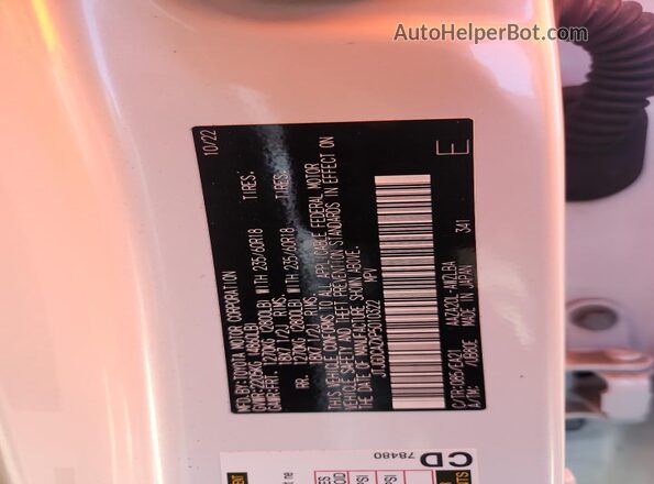 JTJGDCAZXP5010322 2023 LEXUS NX White VIN sticker view