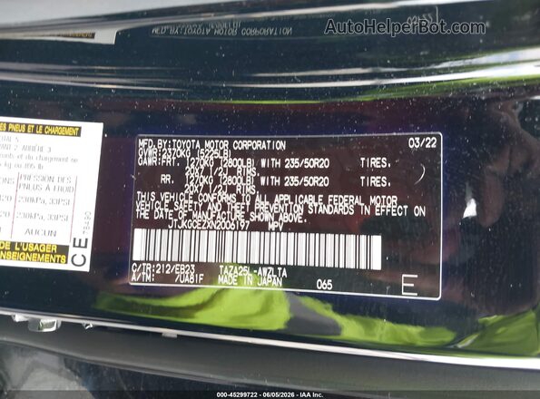JTJKGCEZXN2006197 2022 LEXUS NX 350 Black Vista del compartimento del motor