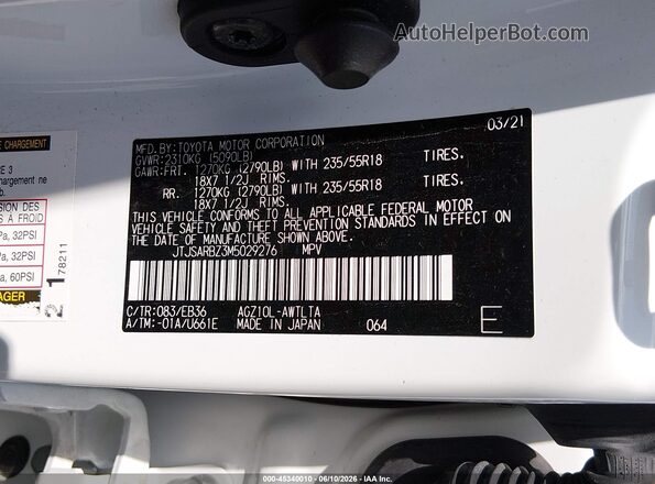 JTJSARBZ3M5029276 2021 LEXUS NX 300 White Vista del compartimento del motor