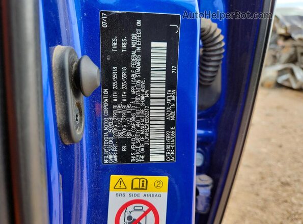 JTJYARBZ2H2082312 2017 LEXUS NX Blue VIN კოდის სტიკერის ხედი