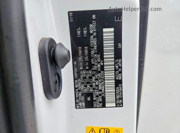 JTJYARBZ2K2142208 2019 LEXUS NX300 White 
