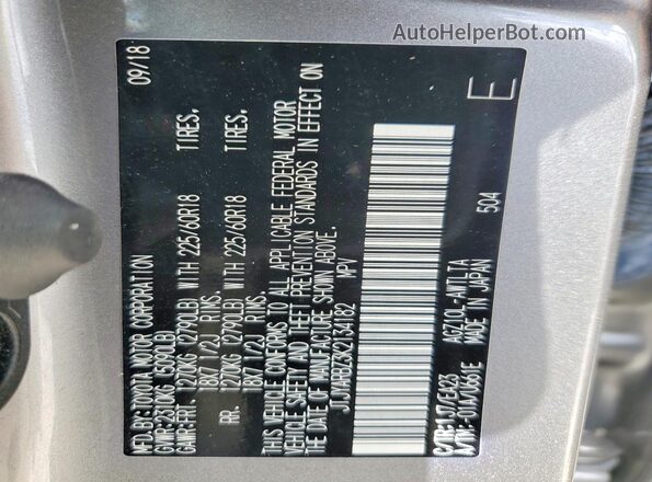 JTJYARBZ3K2134182 2019 LEXUS NX Gray VIN կոդի պիտակի տեսք