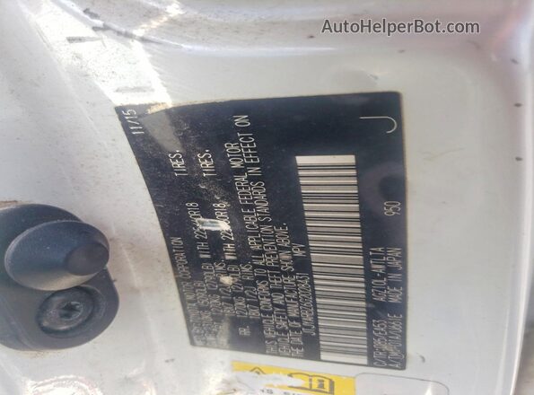 JTJYARBZ6G2028431 2016 LEXUS NX White VIN კოდის სტიკერის ხედი