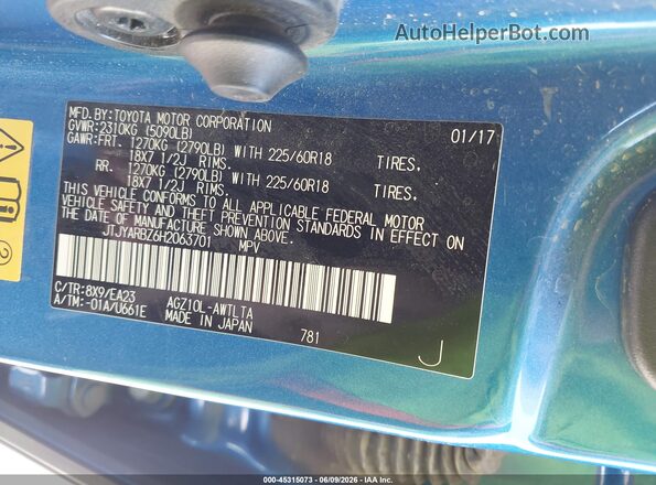 JTJYARBZ6H2063701 2017 LEXUS NX 200T Blue Widok komory silnika